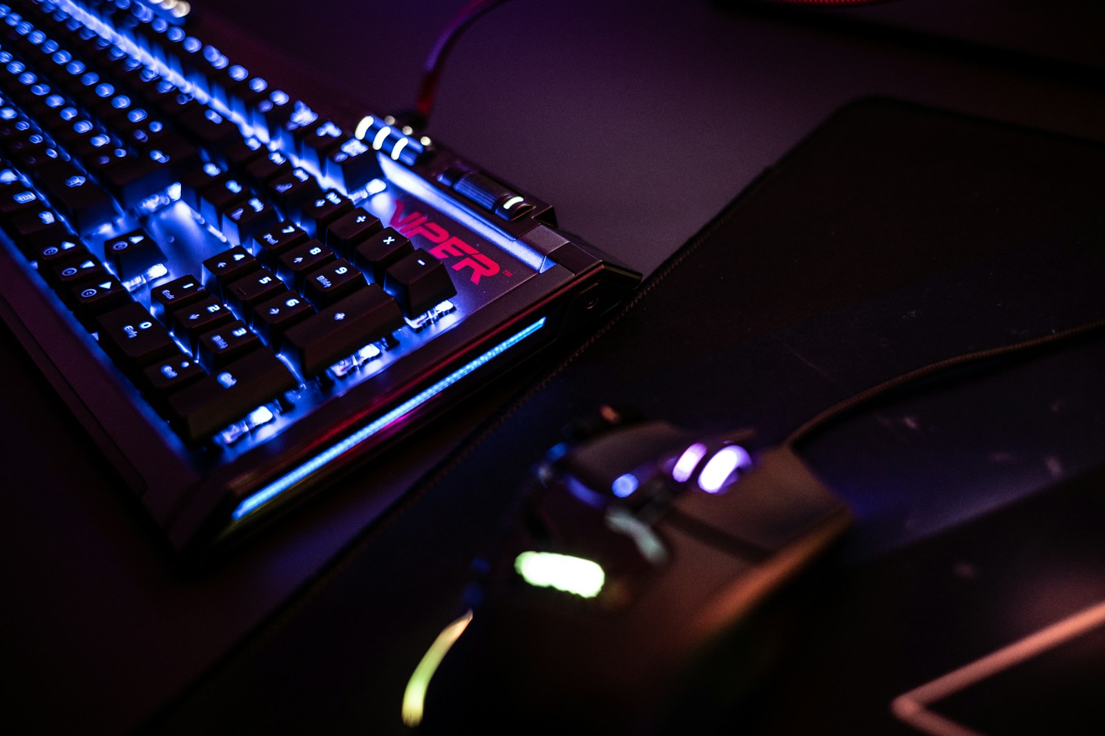 a close up of a keyboard and a mouse